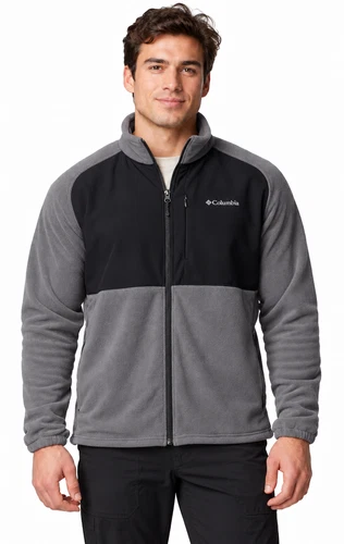 Columbia Men's Sage Peak Full Zip Fleece Comfort Jacket Grey Black L NEW video thumbnail