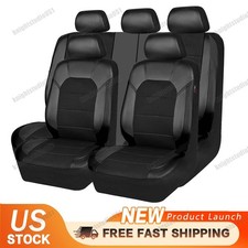 For Honda Accord Leather Front Rear Car Seat Covers 5-seats Protectors Black For Honda Accord Leather Front Rear Car Seat Covers 5-seats Protectors Black