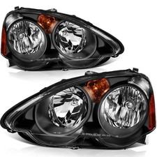 Pair Headlight Assembly For 2002-2004 Acura Rsx Left Right Black Headlamps Pair Headlight Assembly For 2002-2004 Acura Rsx Left Right Black Headlamps