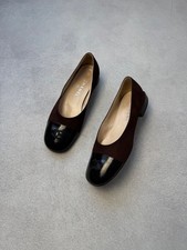 Vintage Chanel Flats CC Logo brown/black suede/leather Cap Toe Ballet 37,5size