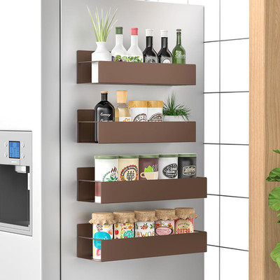 4 Pack Magnetic Spice Storage Rack Organizer for Refrigerator and Oven, Bronze F