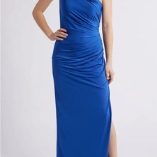 Ruched Chain Detail One-Shoulder Gown