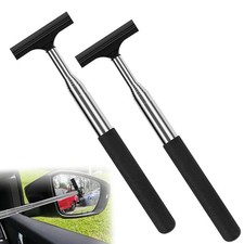2 Pcs Car Mirror Wiper, 38.6in Handle Car Side Mirror Squeegee, Car Mirror Sq...