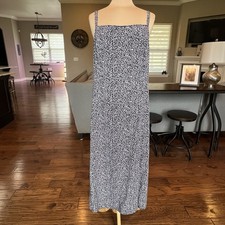 Old Navy Womens Maxi Slip Dress Size XXL Sleeveless Navy White Floral Front Slit