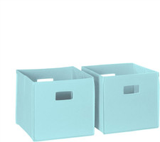 Folding Storage Bins - 2-Pack of 10In Tall Aqua Cubes Fabric Bins, Set of 2 St
