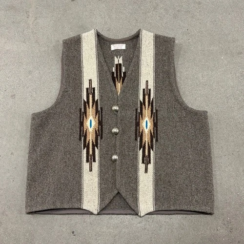 Vintage John R. Trujillo Chimayo Hand Woven Vest Mens Gray Wool Southwestern video thumbnail
