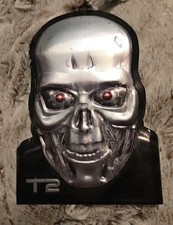 Terminator "T2" Czaszka Metalowy blaszany znak! 7", SKRZYNKA Z ŁUPAMI, 3D, tłoczona