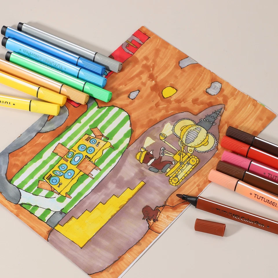 Marcadores de colores, marrón oscuro paquete de 6 marcadores de color lavables bolígrafos de acuarela Foto 4 de 4