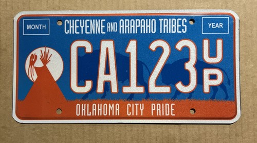 LICENSE PLATE PLATES sample Oklahoma Cheyenne And Arapahoe Tribes CA123 