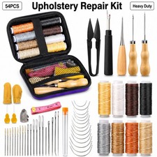 54PCS Upholstery Repair Kit Heavy Duty Leather Sewing Kit Car Seat USA STOCK