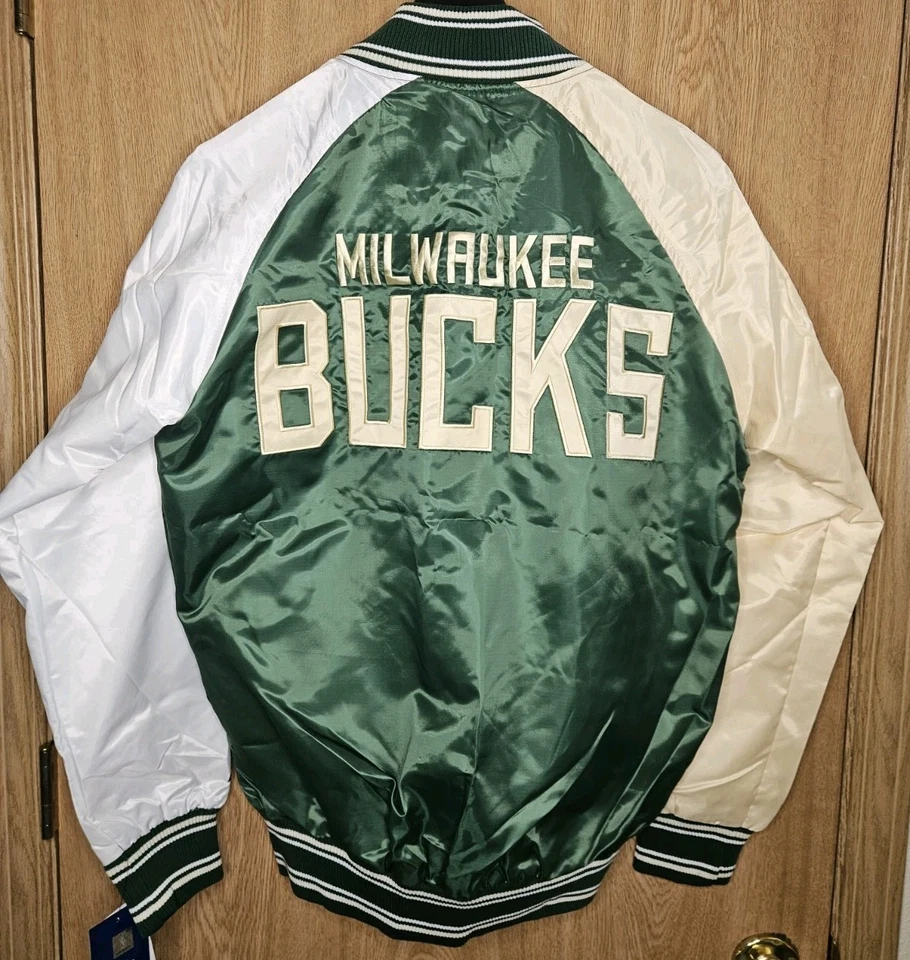 Milwaukee Bucks мужской стартер кремовый город цвета атласная куртка полный Snap размер M новый - Изображение 2 из 4
