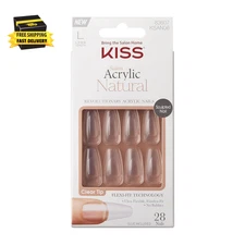 Salon Acrylic Natural Nails, Clear Tip, Long, Ultra-Smooth Finish, DIY At-Home M