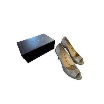 Enzo Angiolini Eademario Gold Peep Toe Pumps Women s 7.5 M Metallic