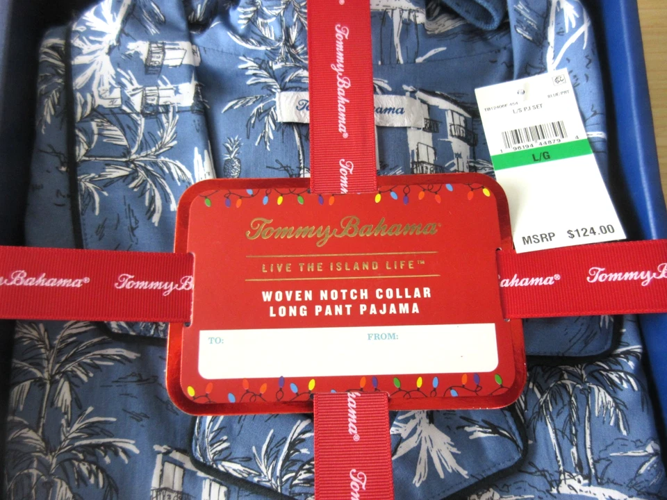 Tommy Bahama Para hombres Tejido Cuello Muesca Pantalón Largo PJ Set Tropical Island Life Nuevo en Caja Foto 3 de 4
