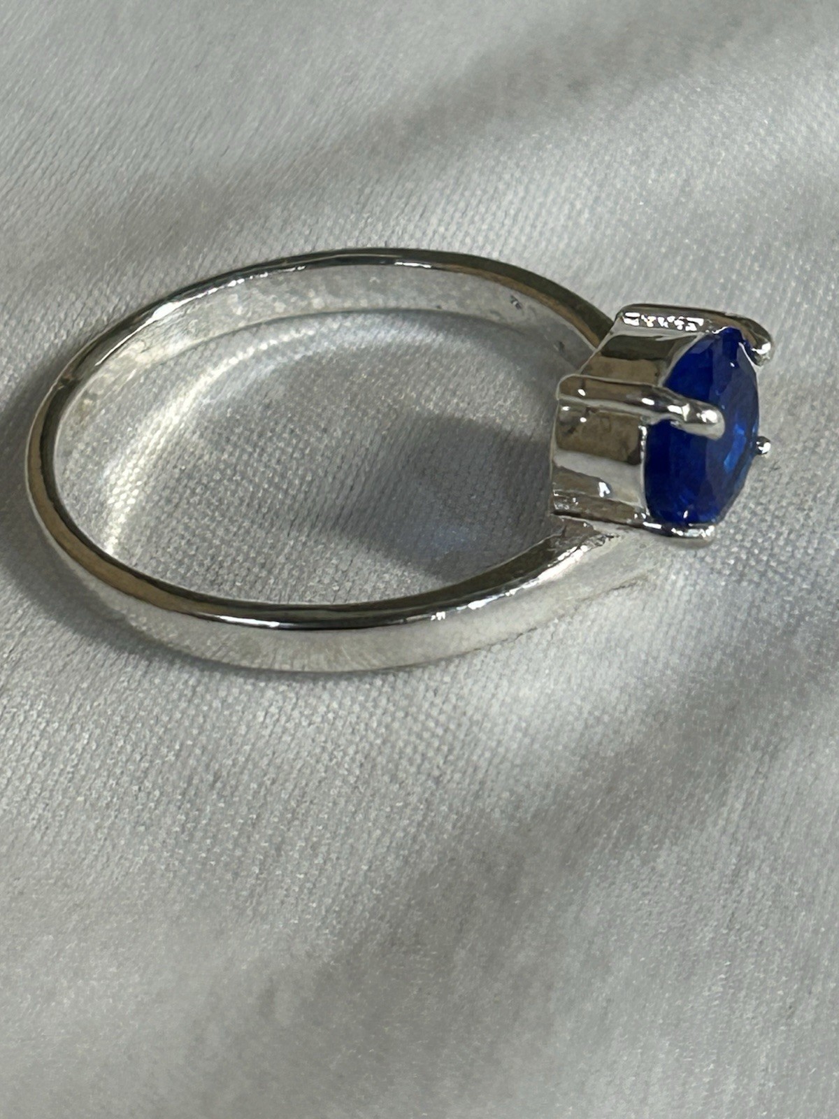 .925 Marked Sterling Silver Ring Solitaire Blue O… - image 7