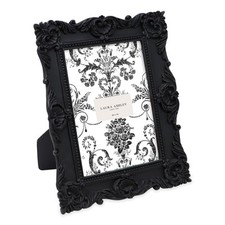 Laura Ashley 5x7 Black Ornate Textured Hand-crafted Resin Picture Frame with Eas