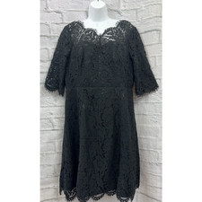 True Decadence Shift Dress Black Lace Party Size 18 Half Sleeve Zip Up BNWT