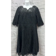 True Decadence Shift Dress Black Lace Party Size 18 Half Sleeve Zip Up BNWT