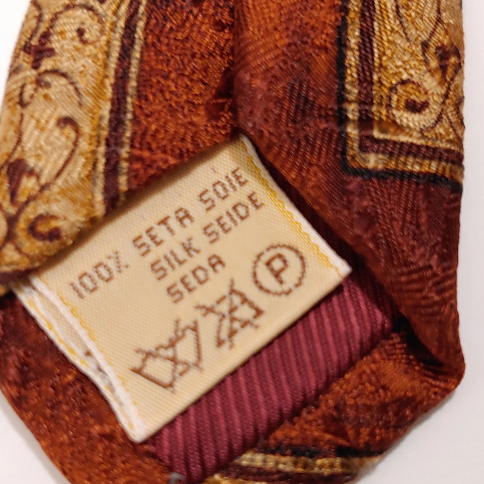 Villa Bolgheri Tie Mens 3.75 " x 59 BOGO Brown Silk Geometric Necktie Italy image 6