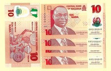 5x NIGERIA 10 NAIRA 2022 POLYMER UNC