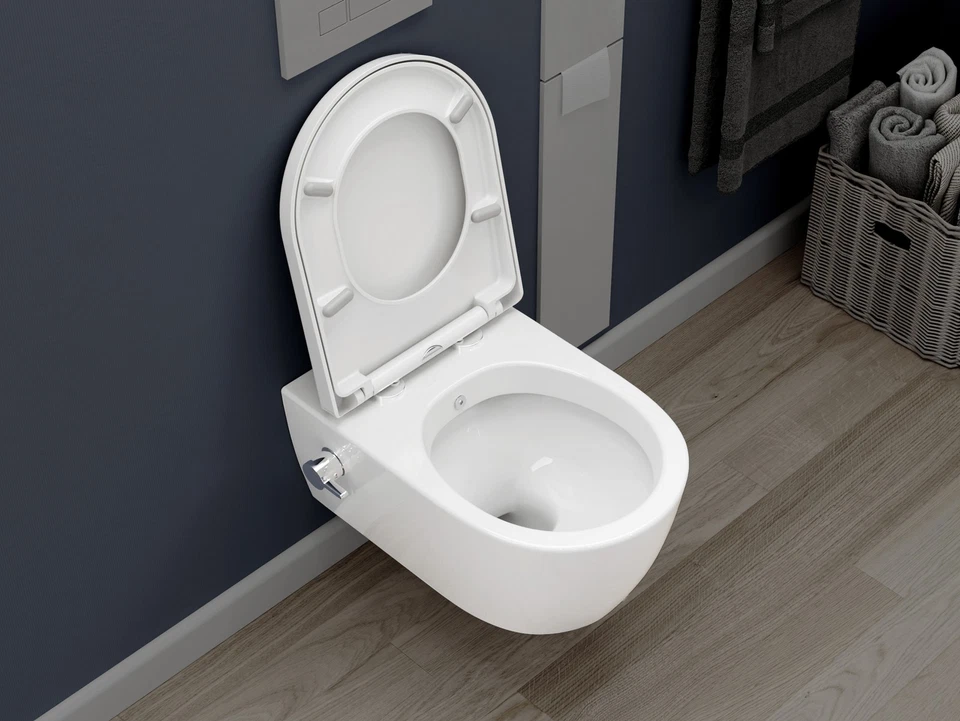 Dusch WC Taharet Wand Hänge Toilette Bidet mit Warm-Kalt Armatur Softclose Sitz - Bild 4 von 4