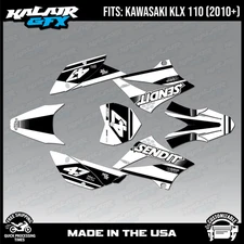 Graphics Kit for Kawasaki KLX110 KLX110R/RL (2010-2024) Fresh Series - White