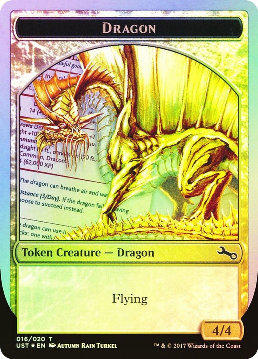 x3 NM+ MTG FOIL DRAGON Token 4/4 Flying T016 Unstable D&D