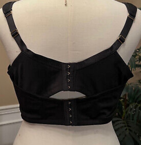 Ashley Stewart 'Butterfly Plunge' Double Back Underwired Bra Black 46H - Picture 9 of 12