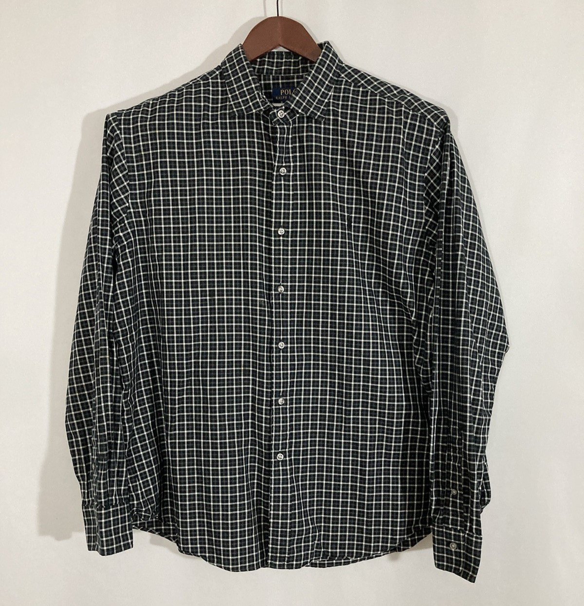 Polo Ralph Lauren Camicia Uomo XXL Nera Plaid Pony Logo Preppy Lusso