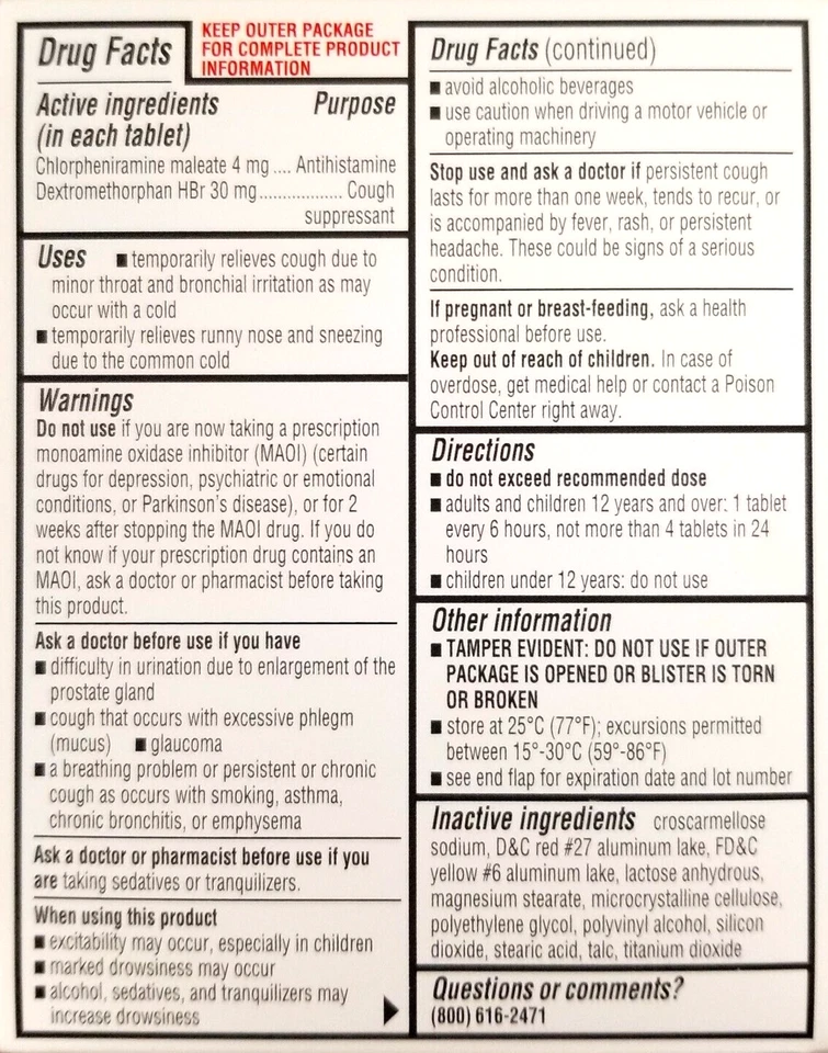 Major COUGH & COLD HBP ( for HIGH BLOOD PRESSURE ) 16 tabs ( 3 pack ) -- - Image 2 of 2