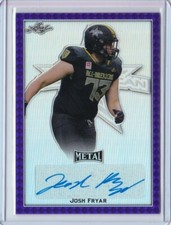 2020 Leaf Army All-American Metal JOSH FRYAR Purple AUTO Autograph RC 7/15