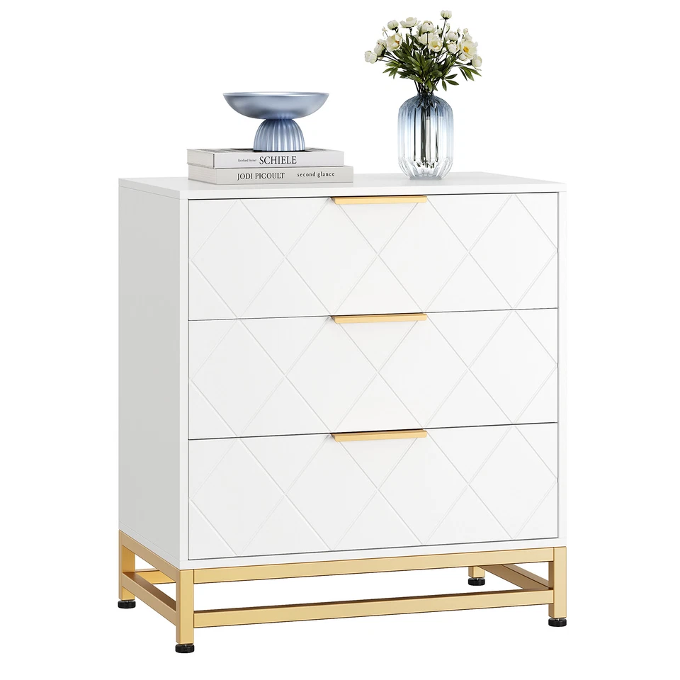 Cómoda 3 cajones para dormitorio cómoda madera mesita de noche organizadora de almacenamiento Foto 4 de 4