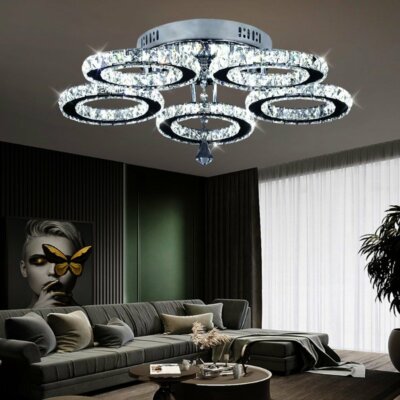 Lustre LED Moderne 18W 3000K - Pour Salon, Cuisine, Chambre, Blanc Chaud, Neuf Sous Emballage