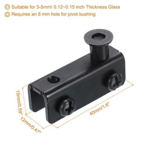 1 Pair Glass Door Hinge Glass Door Pivot Hinge Glass Clamp for 3-5mm Black - Bild 2 von 6