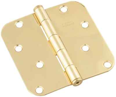 National Hardware N207-035 Solid Brass Removable Pin 4'' Door Hinge - 5/8'' Radius