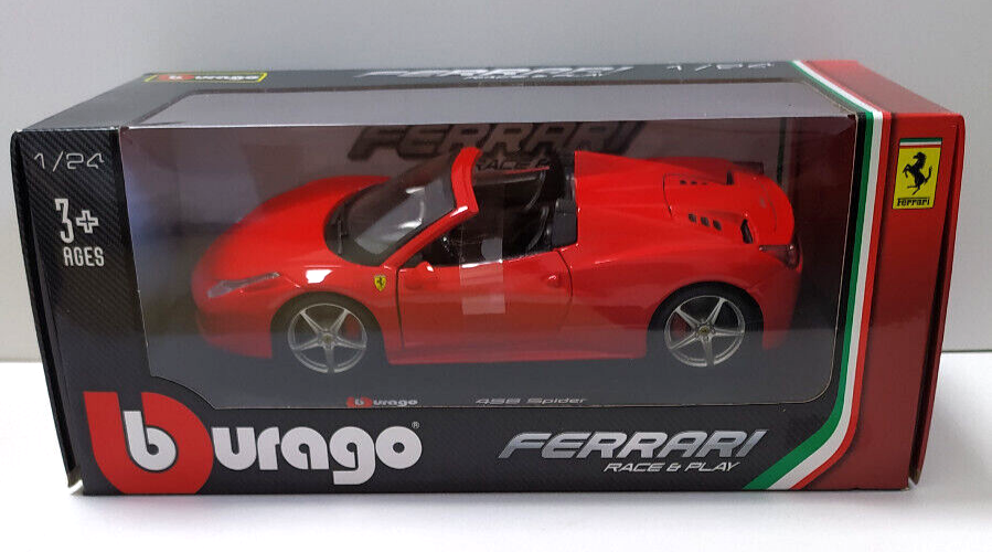 BURAGO FERRARI RACE & PLAY 1:24 AUTO DIE CAST FERRARI 458 SPIDER   ART  18-26017