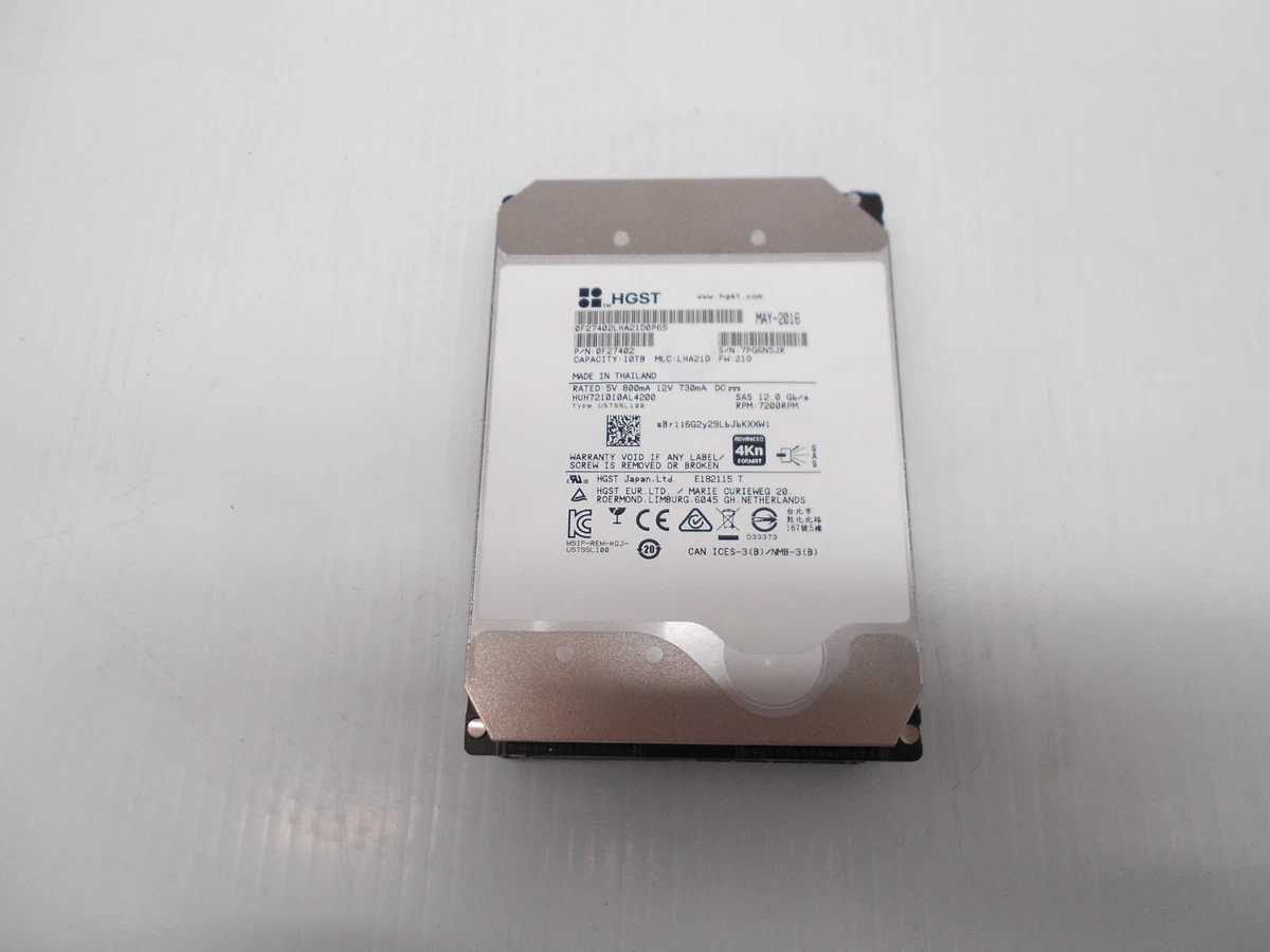 HGST SAS Internal Hard Disk Drives 10 TB Storage Capacity for sale