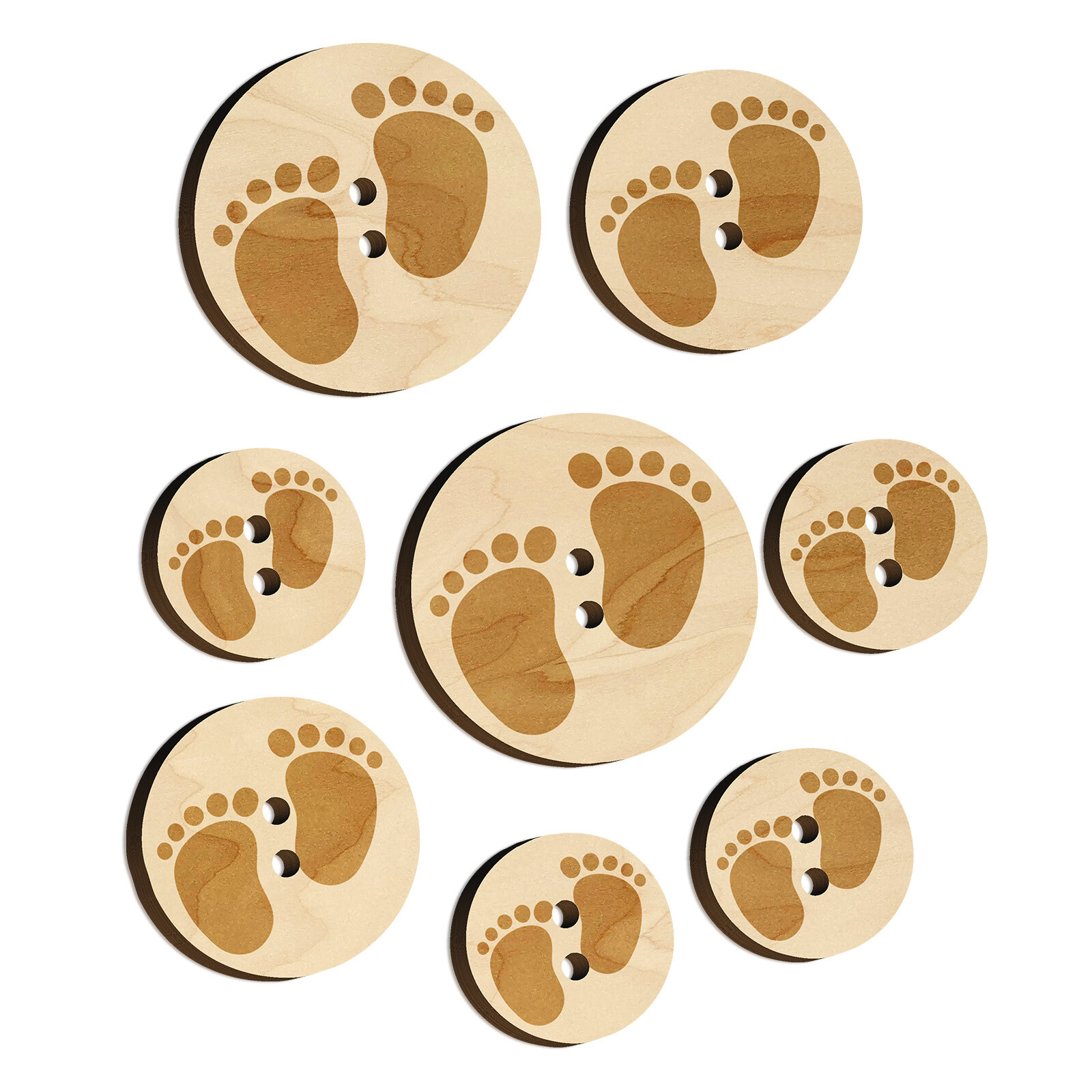 Baby Footprints Wood Buttons for Sewing Knitting Crochet DIY Craft