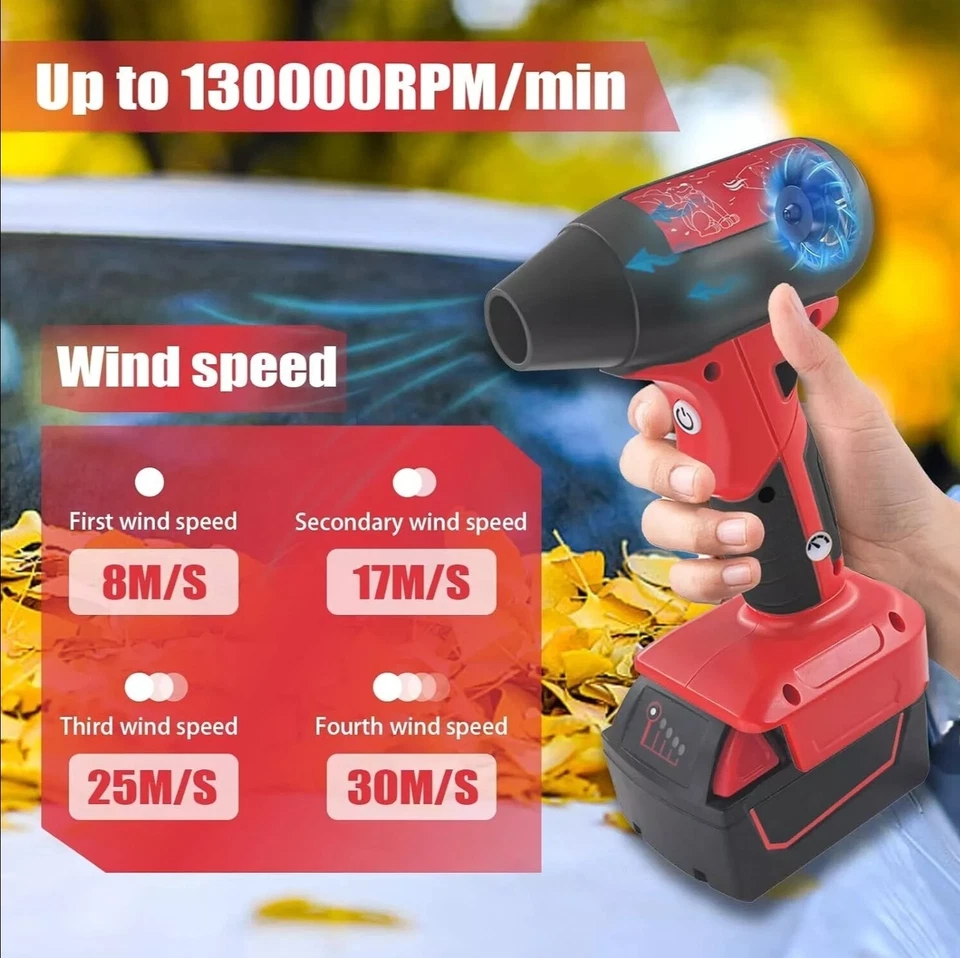 Ventilador turbo soplador de polvo de hoja seca Mini Jet para batería Milwaukee 18V M18 inalámbrica Foto 2 de 4