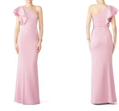 Black Halo Mabel One Shoulder Gown in Light Pink sz 10