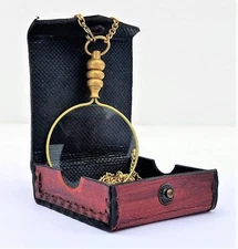 Brass Magnifying Glass A Beautiful Necklace Chain Library Reading Fine Print See