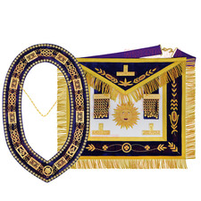 Masonic Past Master Apron - Sun Emblem - Wine Work - Hand-Embroidered Lambskin
