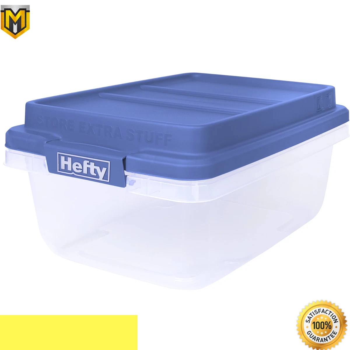 Hefty 18 Qt Clear Storage Bin With Blue Hi Rise Lid