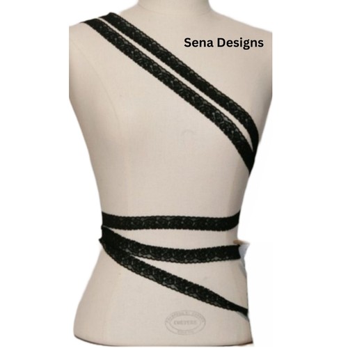 Ruban Dentelle Noir Et Blanc 6m - Bordure Florale Pour Couture Et Décoration 19cm