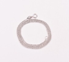 1.1mm Diamant Rond Coupe Perle Balle Chaîne Collier Vrai Solide 14K or Blanc