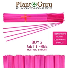 100 PINK Unscented Incense Sticks 11"  - 100% Natural Joss Wood Punk Bulk