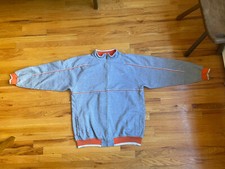 VTG Y2K Karl Kani Gold Full Zip Sweatshirt Gray/Orange Hip Hop Jacket Mens XL