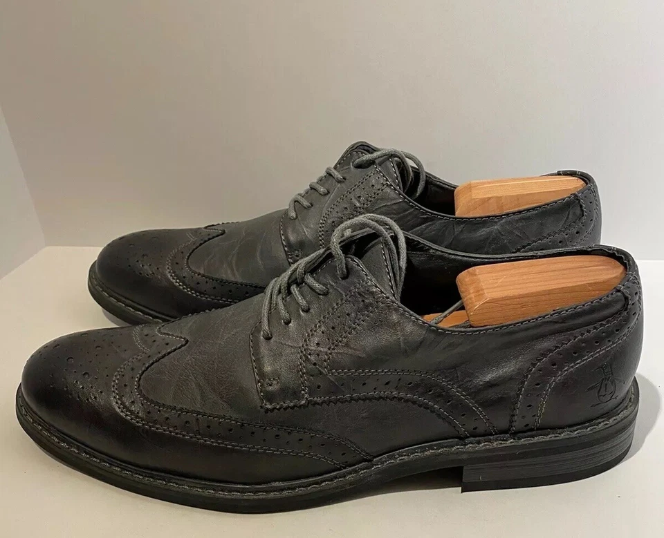 Zapatos grises Penguin para hombre con punta de ala talla 10,5 Foto 2 de 4