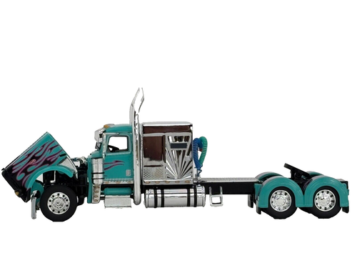 1/64 DCP TEAL/BLACK/PINK PETERBILT 389 W/ 60" MERCURY SLEEPER - Picture 3 of 6