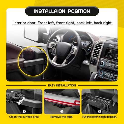 Carbon 4Pcs Fiber Interior Door Inner Handle Cover Trim For Ford F150 2015-2020 - Picture 6 of 14
